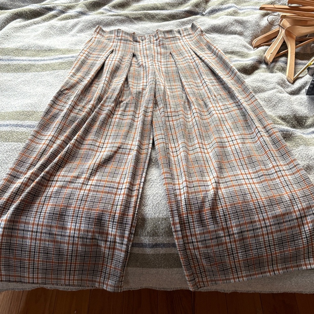 Maeve Plaid Wide-Leg Pants - Brown and Black